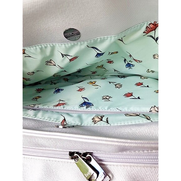 Lug Tempo Tote Vegan Leather Metallic Silver Ice Pop Multicolor Stitching RFID - Picture 14 of 16